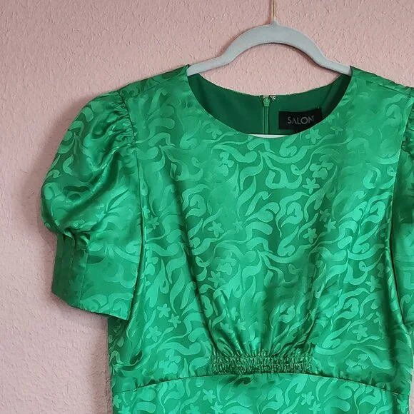 SALONI 100% Silk Green Bianca Midi Dress NWT Size 10 - Picture 8 of 17